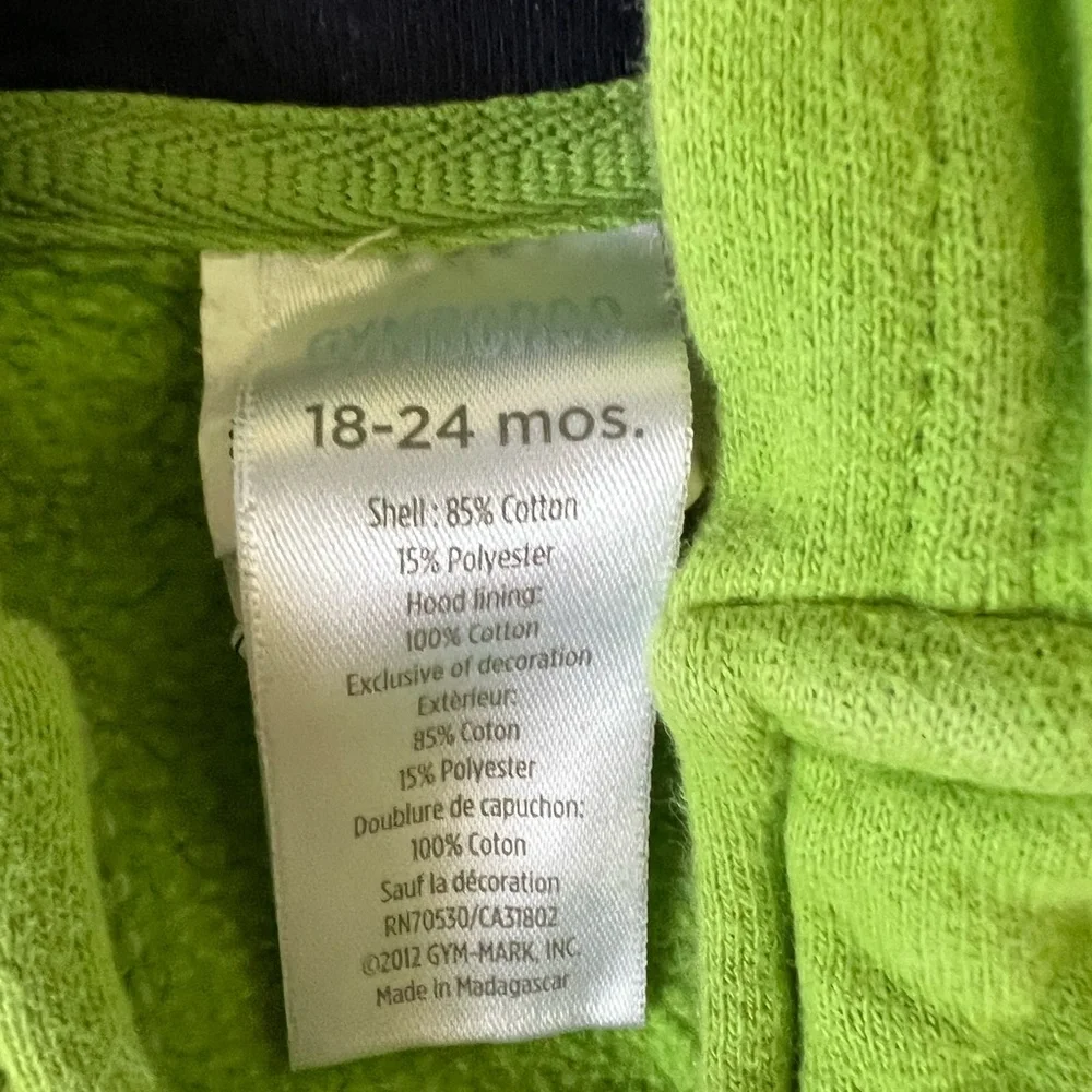 Gymboree Boys Cotton Green Frog Zip Up Sweatshirt